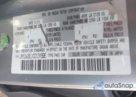 2012 Mazda Mazda5 Sport from USA, damaged, VIN JM1CW2BLXC0131696